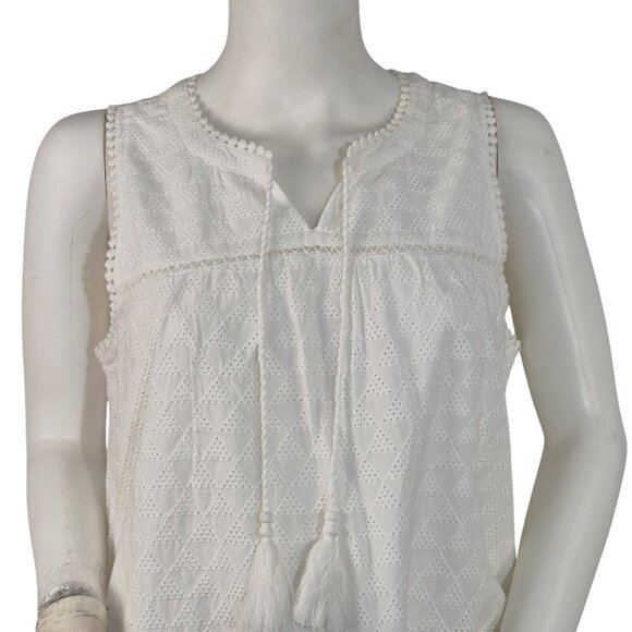 Tommy Bahama Eyelet Midi Dress White Woman’s Size S Ruffle Pockets (20) - Picture 4 of 10